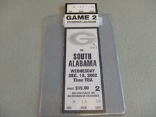 South Alabama Jaguars vs Georgia Bulldogs (12-18-2002) Basketball Ticket Stub 