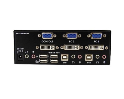 StarTech 2 Port DVI- Und VGA-KVM-Switch USB Mit Audio Und USB-Hub, SV231DDVDUA