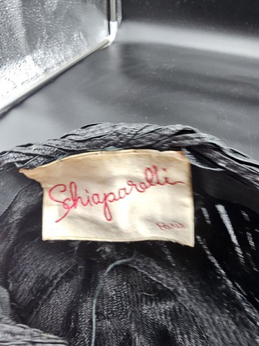 Schiaparelli Paris Black Shimmer No Brim Hat Derby, Wedding, Funeral - Picture 5 of 6