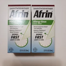 Afrin Allergy Sinus Nasal Spray 0.5oz x2 Exp 11/2026