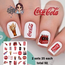 Coca Cola Coke Waterslide Nail Art Decals Set Of 50 Instructions & Bonus