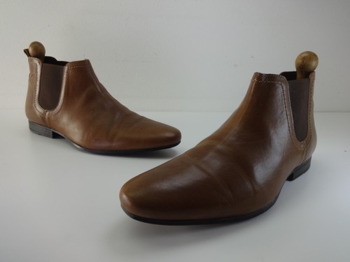 Botas Para Hombre Talla 11 TOPMAN Marrón Cuero Real Tirar Chelsea Tobillo Formal Inteligente - Imagen 15 de 15