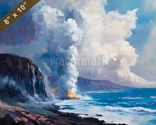 Hawaii Volcanoes steam vents at Klauea oil painting 8x10 Print 9.33.51AM 8.47.39