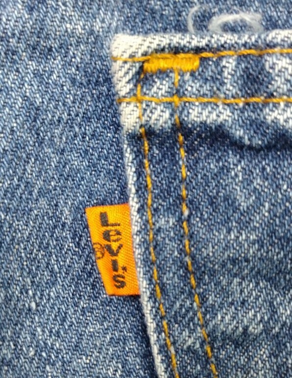 Vtg 80s Levis 305 Mens Denim Jeans Orange Tab 35W 30L Blue 100