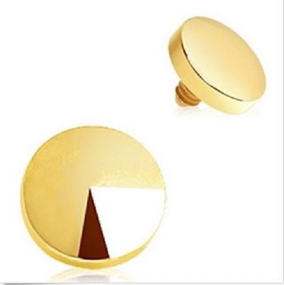 GOLD PLATED 4mm ROUND FLAT TOP DISK DERMAL ANCHOR TOP HEAD 14g