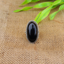 Natural Black Onyx Ring 925 Sterling Silver Handmade Ring Jewelry Gift Women