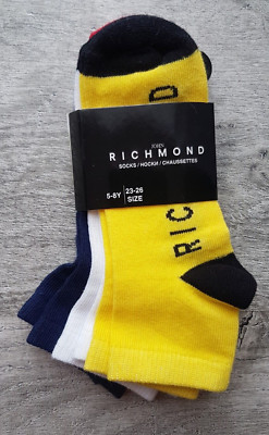 John Richmond 3 Paar bunte Socken Größe 23-26 (5Y - 8Y)