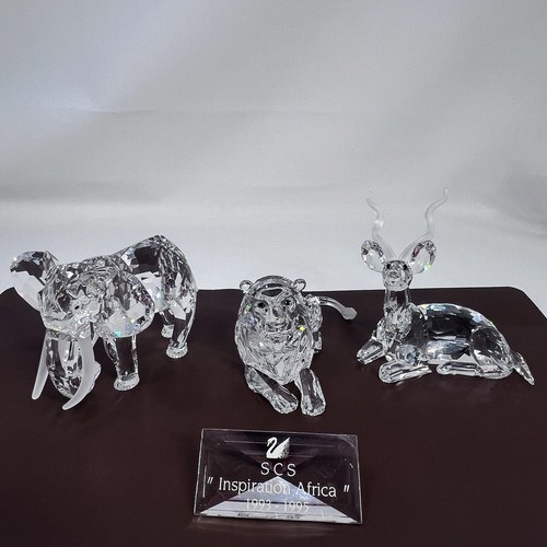 Swarovski SCS Inspiration Africa Set Elephant Kudu Lion 1993-1995 Display Plaque - Picture 14 of 18