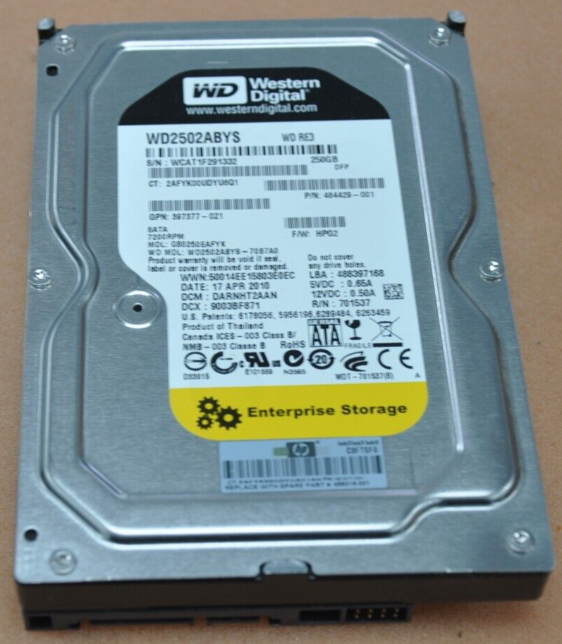 Western Digital Enterprise Storage WD2502ABYS 250GB SATA 7200RPM 3.5 Hard Drive