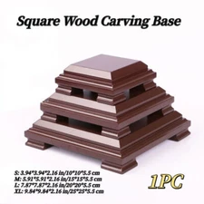 Square Wood Carving Base Display Stand for Vase Mineral Statue Flowerpot