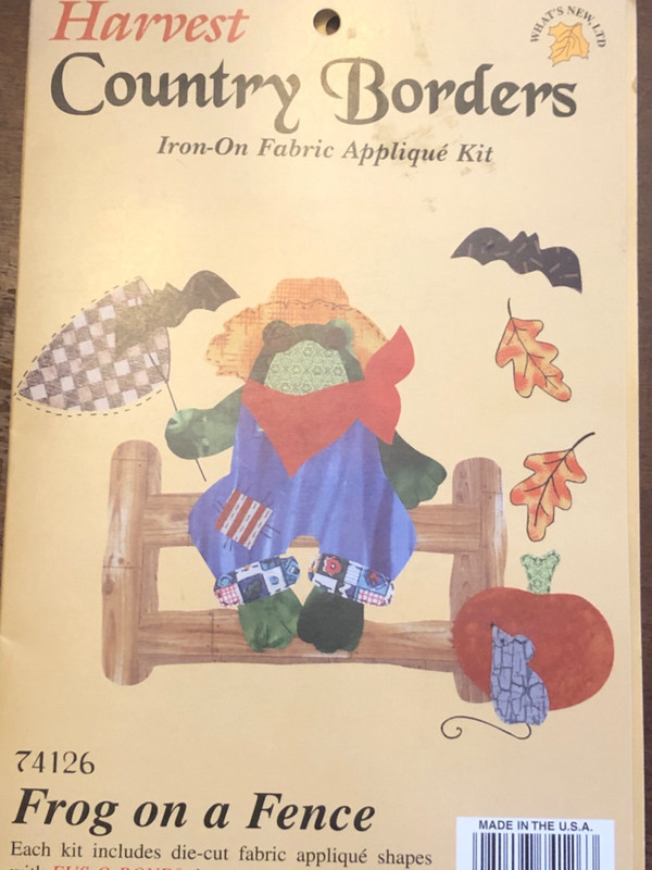 Harvest Country Borders Iron-on Fabric Applique Kit Frog on a Fence 74126