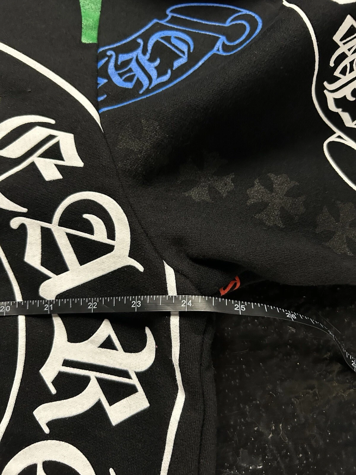 CHROME HEARTS Felpa con cappuccio pullover stencil cuori cromati taglia media