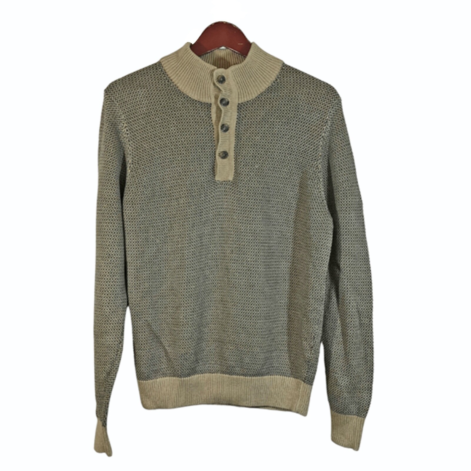 Brown Button Up Mock Neck Sweater Size 