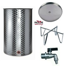 CISTERNA IN ACCIAIO INOX 18/10 CONTENITORE PER OLIO E VINO FUSTO PIANO ALIMENTI 