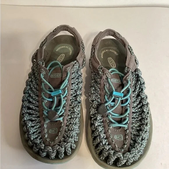 Keen Uneek Sandali Sneakers Tessuto Grigio e Teal Tg 6