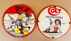 Vintage COLT Revolvers Classic Porcelain Enamel Advert 2 Signs 11.75" (2 Signs)