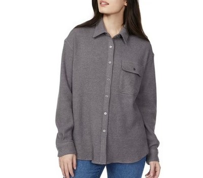 Buffalo Jeans Waffle Button Up Long Sleeve Shirt ~ Grey ~ Size M NWT