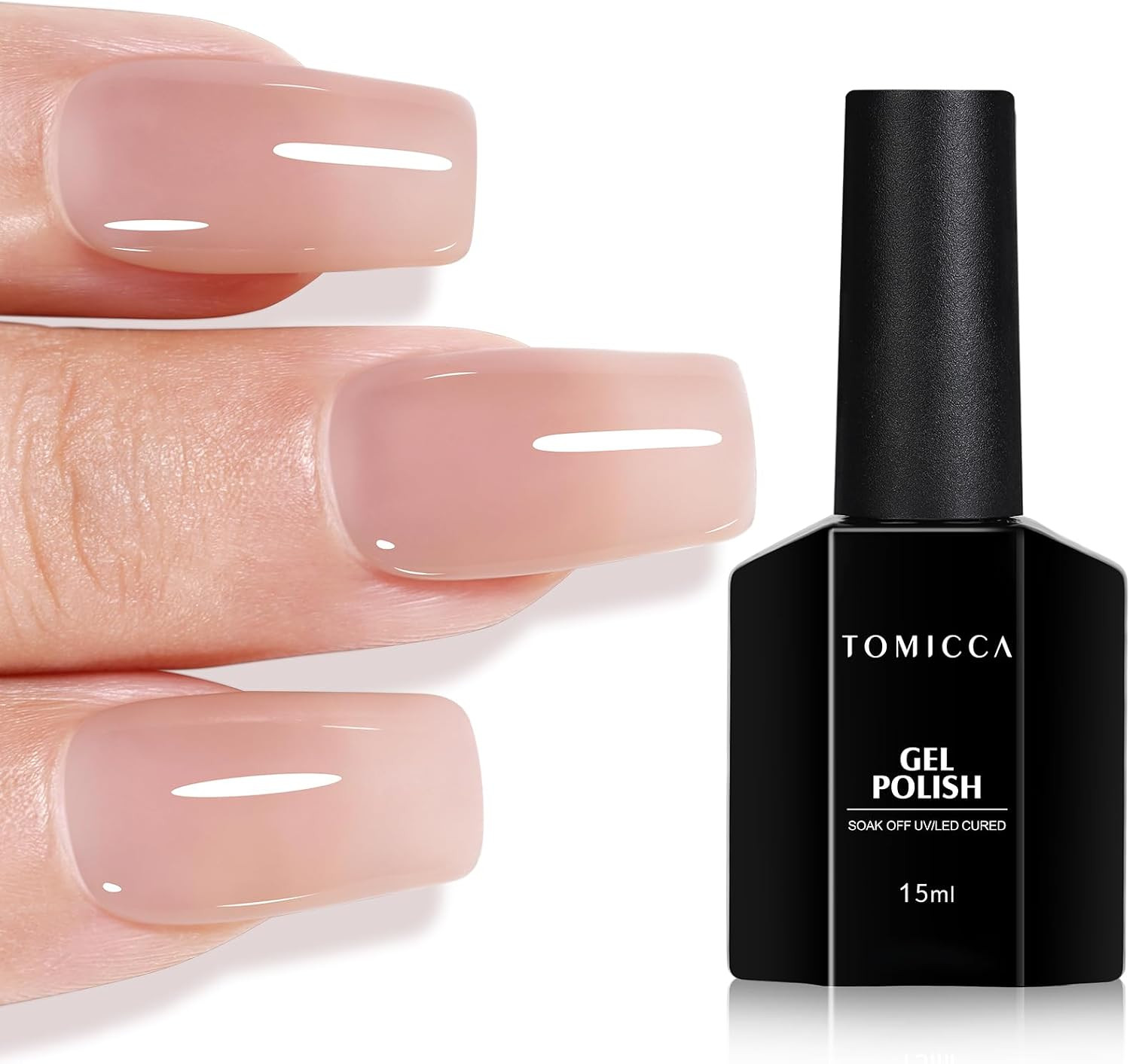 Jelly Nude Gel Nail Polish, Sheer Grey Pink Translucent Soak off Pink Gel Polish