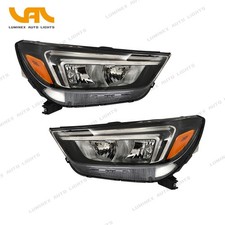 Headlights For Buick Encore 17-22 Halogen W/LED DRL Black Clear Lens Right+Left