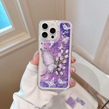 For Various Phone Butterfly Quicksand Case Girls Bling Liquid Glitter Soft Cover