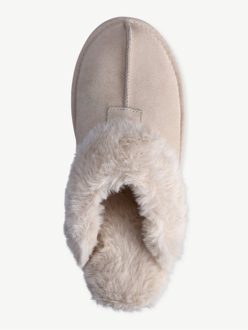 Joyspun Women's Faux Suede Platform Clog Slippers Size 8 Oatmeal New