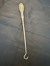 Antique Art Nouveau Sterling Silver Figural Maiden Button Hook - 31g Ornate Repo