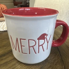 F.A.O. SCHWARZ MERRY Large Christmas White With Red Interior Mug