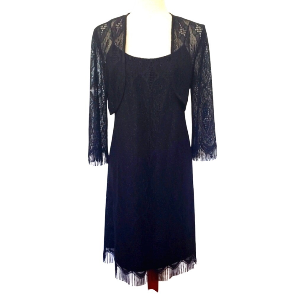 S L Fashions Black Lace Dress Bolero Jacket Set Size 12 Evening Cocktail | eBay S L Fashions Black Lace Dress Bolero Jacket Set Size 12 Evening Cocktail | eBay