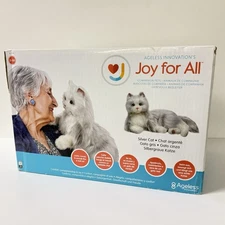 Joy For All Companion Lifelike Purring Cat For Seniors Silver & White BOX DAMAGE