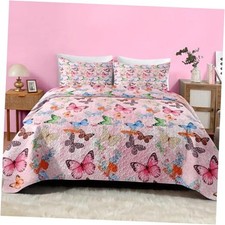 Quilt Set Size, Colorful Butterfly 2 Pcs Soft Bed Cover Twin Rainbow Butterfly