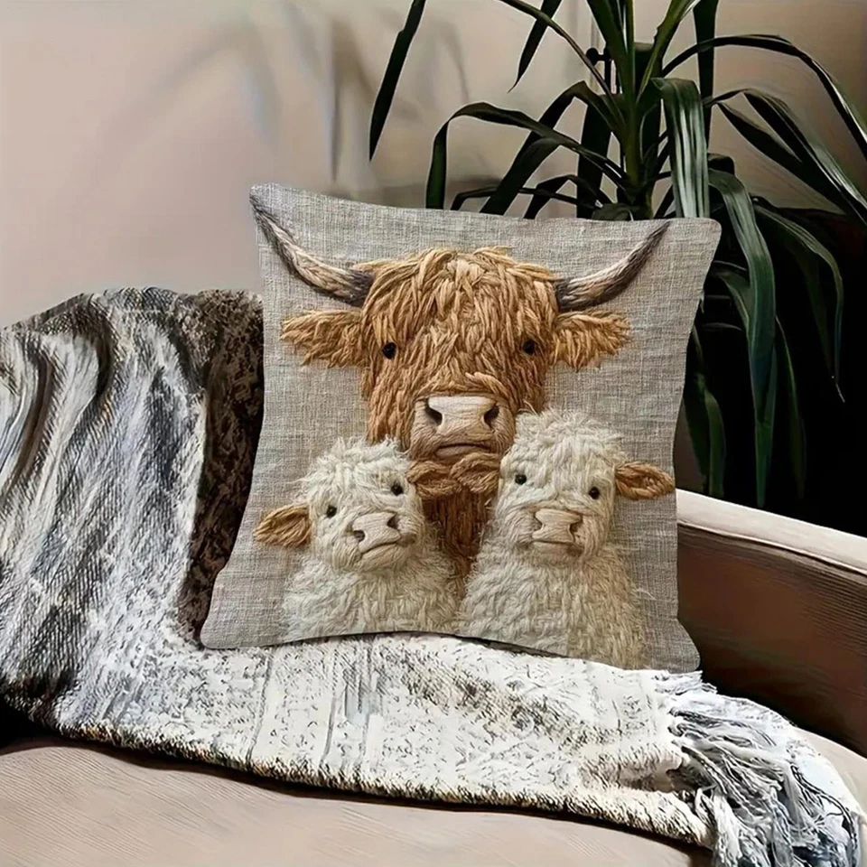 Диванная наволочка плюшевая животное высокогорная корова овца декоративная наволочка чехол - Изображение 3 из 4