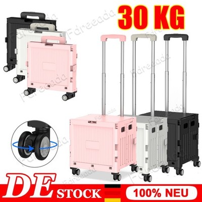 Einkaufstrolley Klappbar Faltbox mit 360°Rollen Einkaufs Transportkiste bis 30KG
