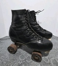 Vintage Chicago Roller Skates Black Silver Cup FO MAC Wheels Mens Sz 9, W 10.5