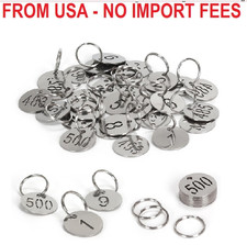 Number Tags with Rings, 25mm 304 Stainless Steel Numbered Key ID Tags, Metal Num
