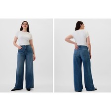 Gap High Rise Wide Leg Jeans Womens Size 14 32R Dark Wash NWOT