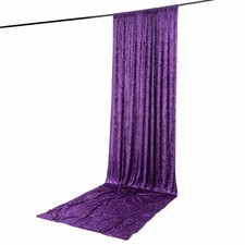 PURPLE 5 ft x 16 ft Premium Crushed Velvet Backdrop Curtain with Rod Pocket