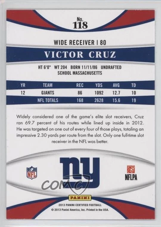 2013 Certified Platinum Red Victor Cruz #118 - Image 2 of 2