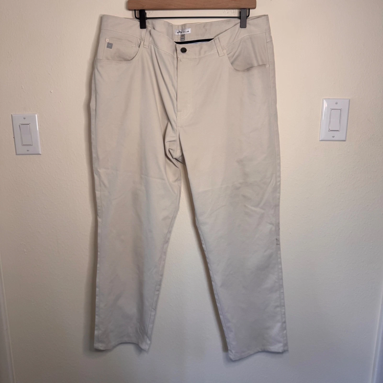 Peter Millar Performance Five Pocket Pants Men's Size 40 Stone Beige Preppy