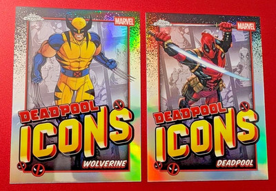 2) 2025 TOPPS CHROME DEADPOOL / ICONS - #DI-1 DEADPOOL, & #DI-10 WOLVERINE.
