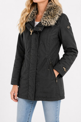 Jacke KHUJO Schwarz Parka Damen Winterjacke Celine DE 38 M Kunstfell Np 179 Neu