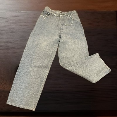 VTG SASOON High Waist Textured Mom Jeans Button Fly Drawstring 80-90s Women 8