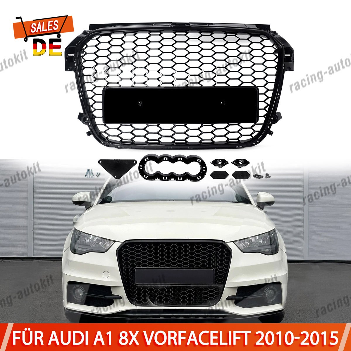 Parrilla de nido de abeja deportiva parrilla negra brillante para Audi A1/8X Vorfacelift 10-15