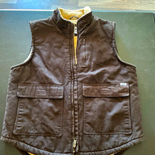 Lee Men's Brown Sherpa Lined Full Zip Vest Stand-Up Collar Pockets Size M