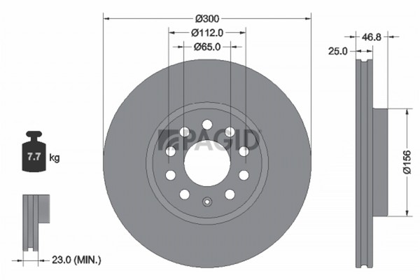 2X Pagid Bremsscheibe 56331NC FüR MG ZS SUV AZS1 EH32 ZS32 Hybrid CSA7001 ZS11-image