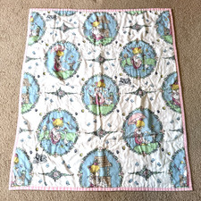 Vintage 90s Precious Moments Baby Blanket Nursery Baby Pink Country Geese Infant