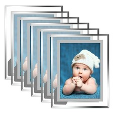4x6 Picture Frame Set of 6, Clear Glass Photo Frames with Silver Edge, Horizo...