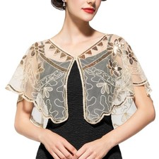 Women's 1920s Sequin Flapper Evening Shawl for Gatsby Themed Harlem Night