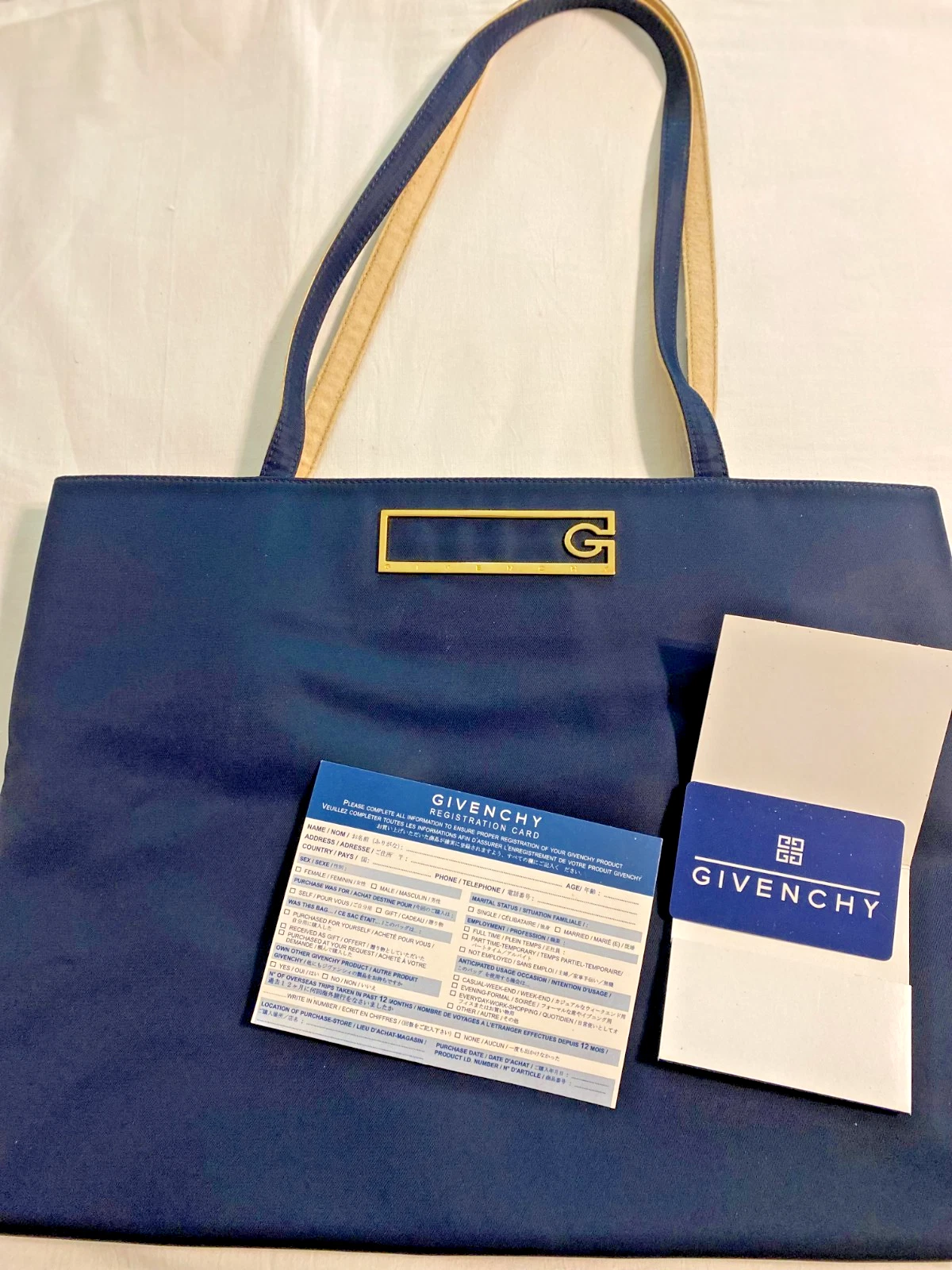 Givenchy — Givenchy [Authentic] Navy Blue Square Shoulder Bag with Authenticity Card & Reg.
