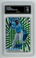 2021 Panini Mosaic - Starling Marte #49 Mosaic Green Swirl Prizm 1/11 GMA 10