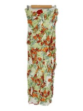 Fairy Y2K Mesh Ruffle Floral Maxi Dress Strapless Green Large Wedding Event